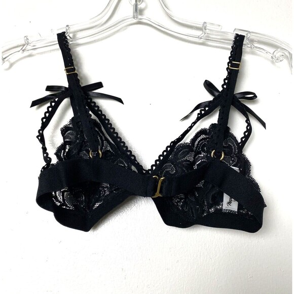 Mapale Black 3 piece lace Gartered Thong Outfit Size S/M Lace Lingerie - Picture 3 of 11